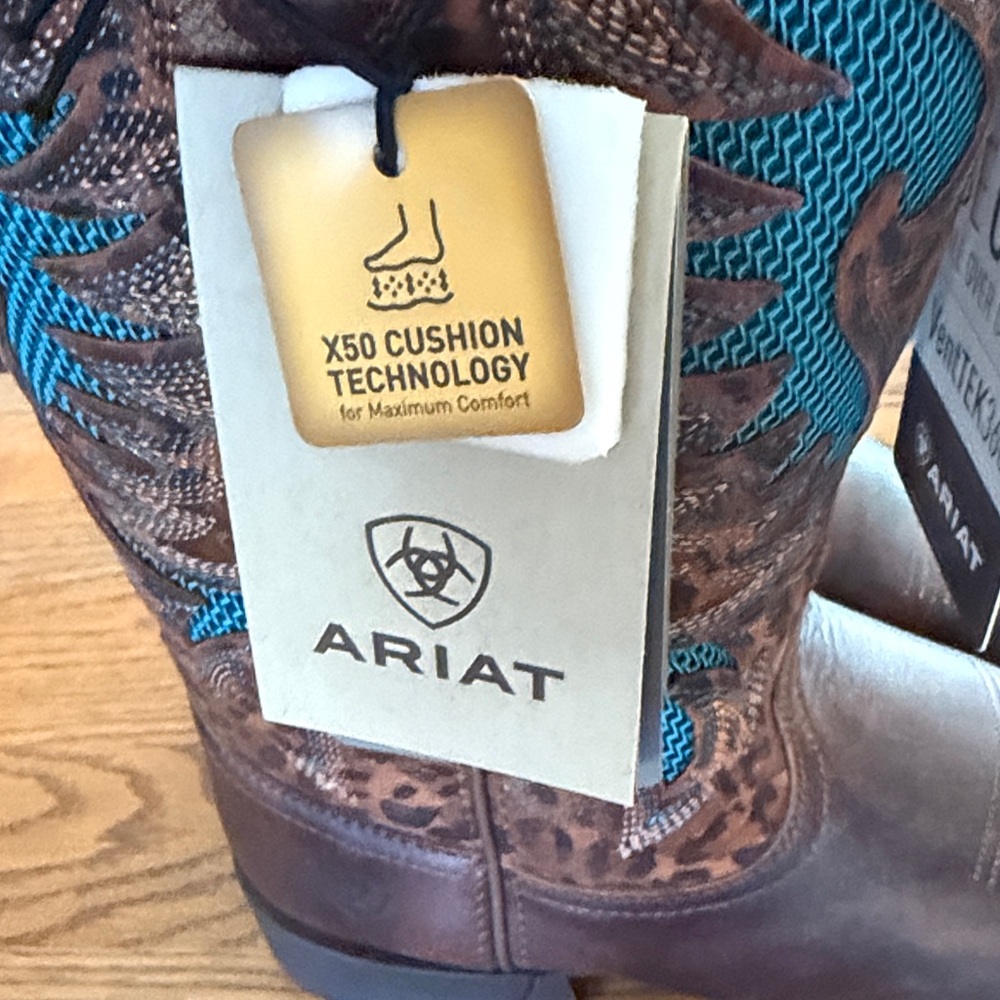 Ariat Brown and Teal Western Boots NEW - Picture 3 of 12